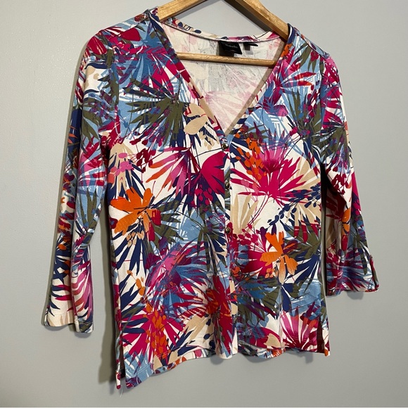 Rafaella Multicoloured Abstract Print Cotton Cardigan - Medium - Picture 3 of 8